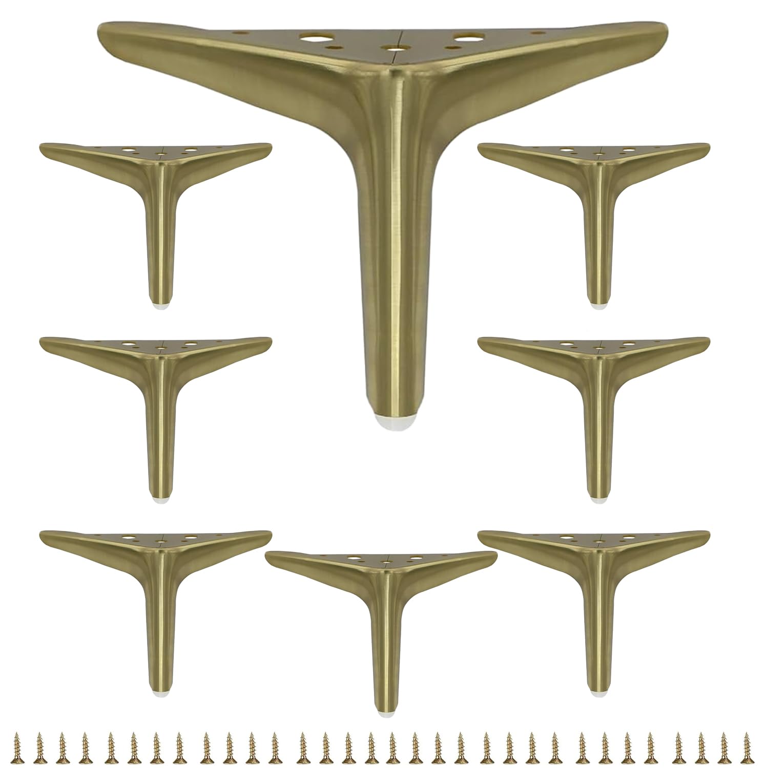 Smaxcn 4.7 inch/12cm Brushed Gold Metal Furniture Legs Set of 8, 8pcs DIY Replacement for Short Cabinet Legs, Sofa Legs, Small Dresser Legs