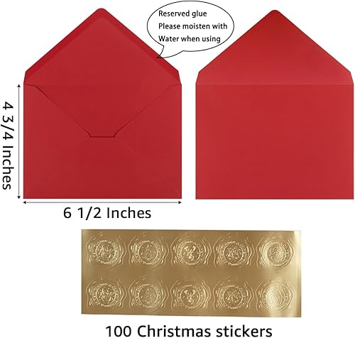Miniatura 2 de 100 sobres de Navidad A6 coloridos de 4 x 6 pulgadas para tarjetas de felicitación, cumpleaños, bodas, tarjetas de invitación de baby shower (6 12 x