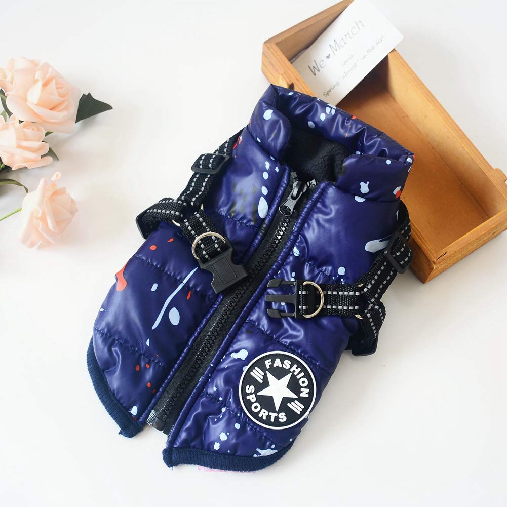 Hond Jas Met Harnas Gat Waterdichte Honden Kleding Verdikking Kleding Winterjas Warm Vest Sneeuwpak Huisdier Outfit Jassen voor Kleine Medium Grote Honden,2 Kleuren,5 Maten, S, Blauw Hond Jas Met Harnas Gat Waterdichte Honden Kleding Verdikking Kleding Winterjas Warm Vest Sneeuwpak Huisdier Outfit Jassen voor Kleine Medium Grote Honden,2 Kleuren,5 Maten, S, Blauw