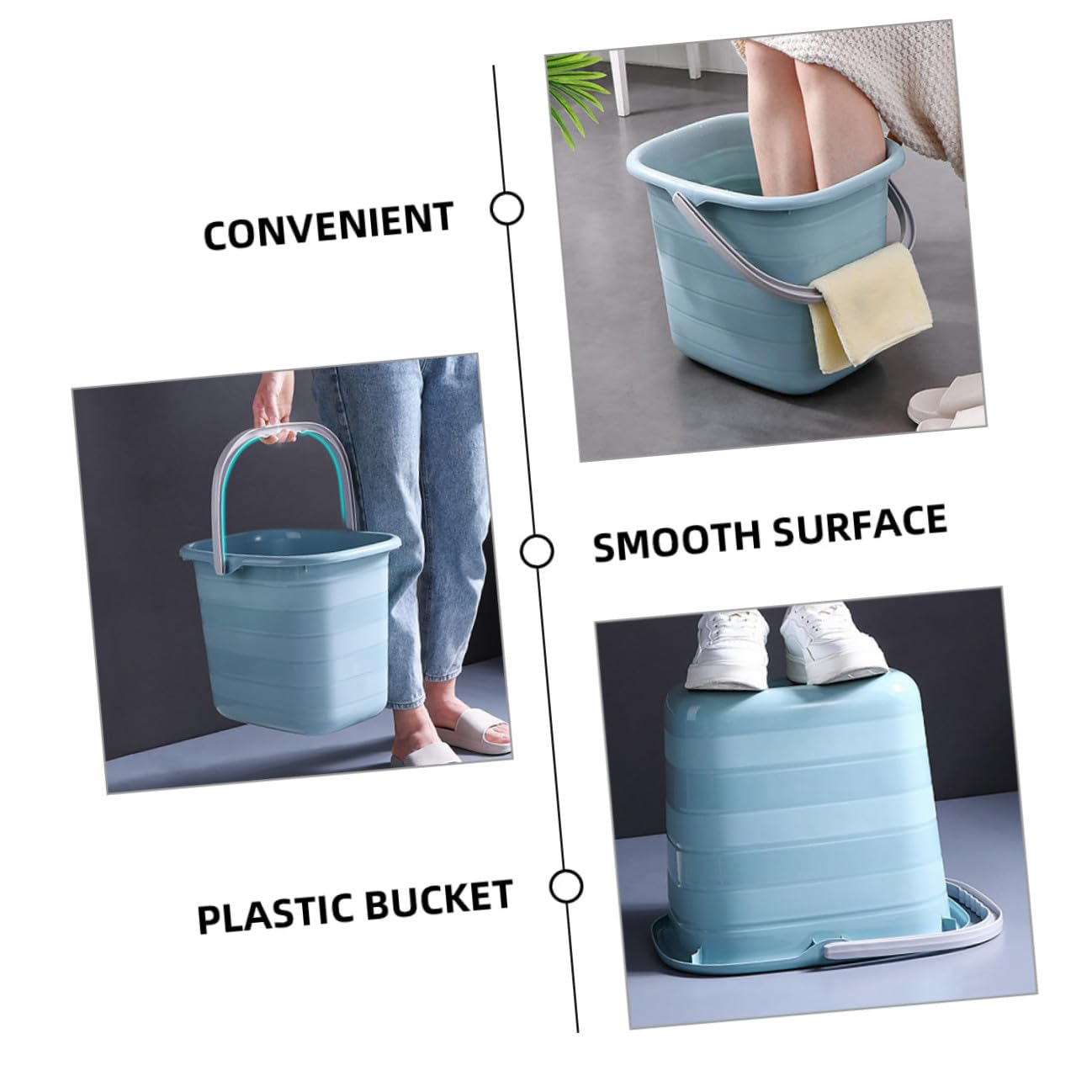 Secchio in Plastica Multifunzionale Maniglia Antiscivolo e Buona Capacità di Carico per Pulizia Domestica e Giardinaggio in Alberghi e Fattorie