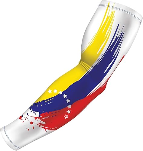 B-Driven Sports - Manga de compresión atlética deportiva, para brazo, diseño de banderas de EE.UU., México, Puerto Rico y más  1 manga