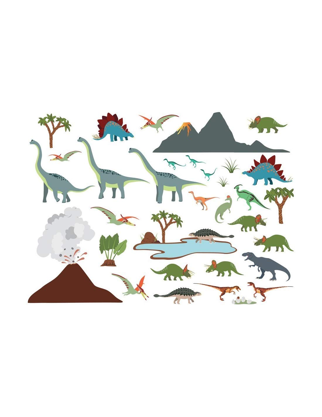 Stickers enfant grande frise dinosaures autocollant mural chambre garcon fille
