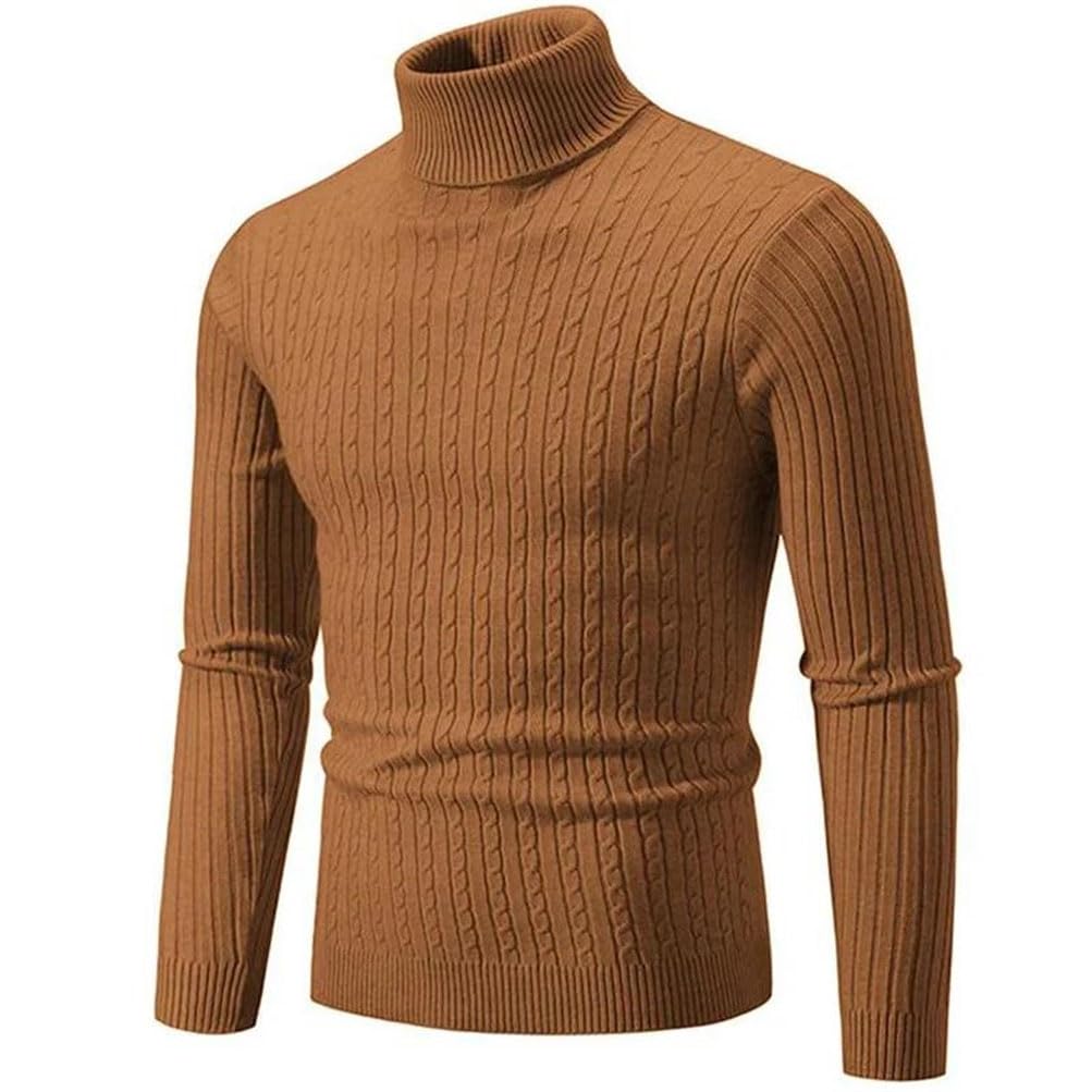 Suéter de cuello alto para hombre, color liso, informal, de punto, sencillo