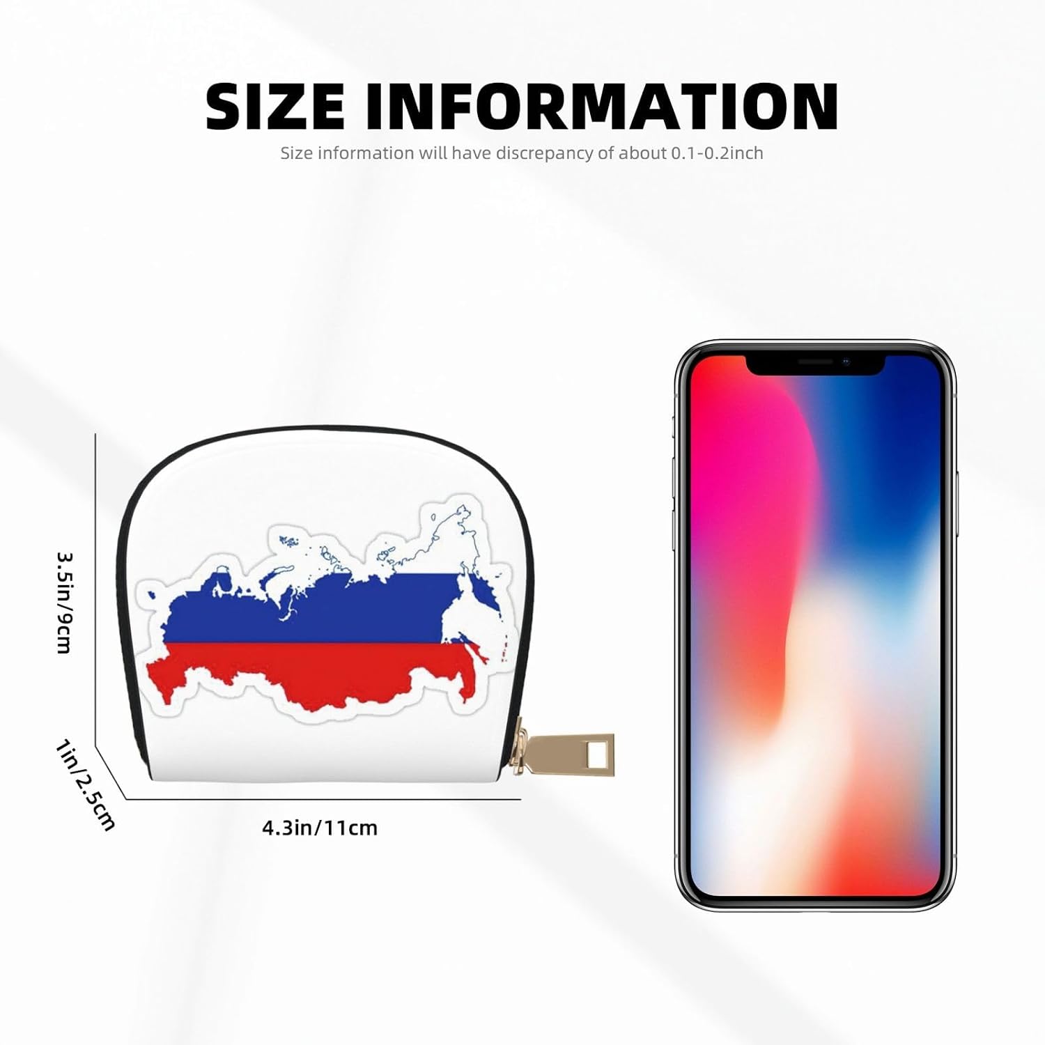 Russian Flag Map print Wallet Credit Cards Holder Business Card Case for Men Women Compact Size for Adults
