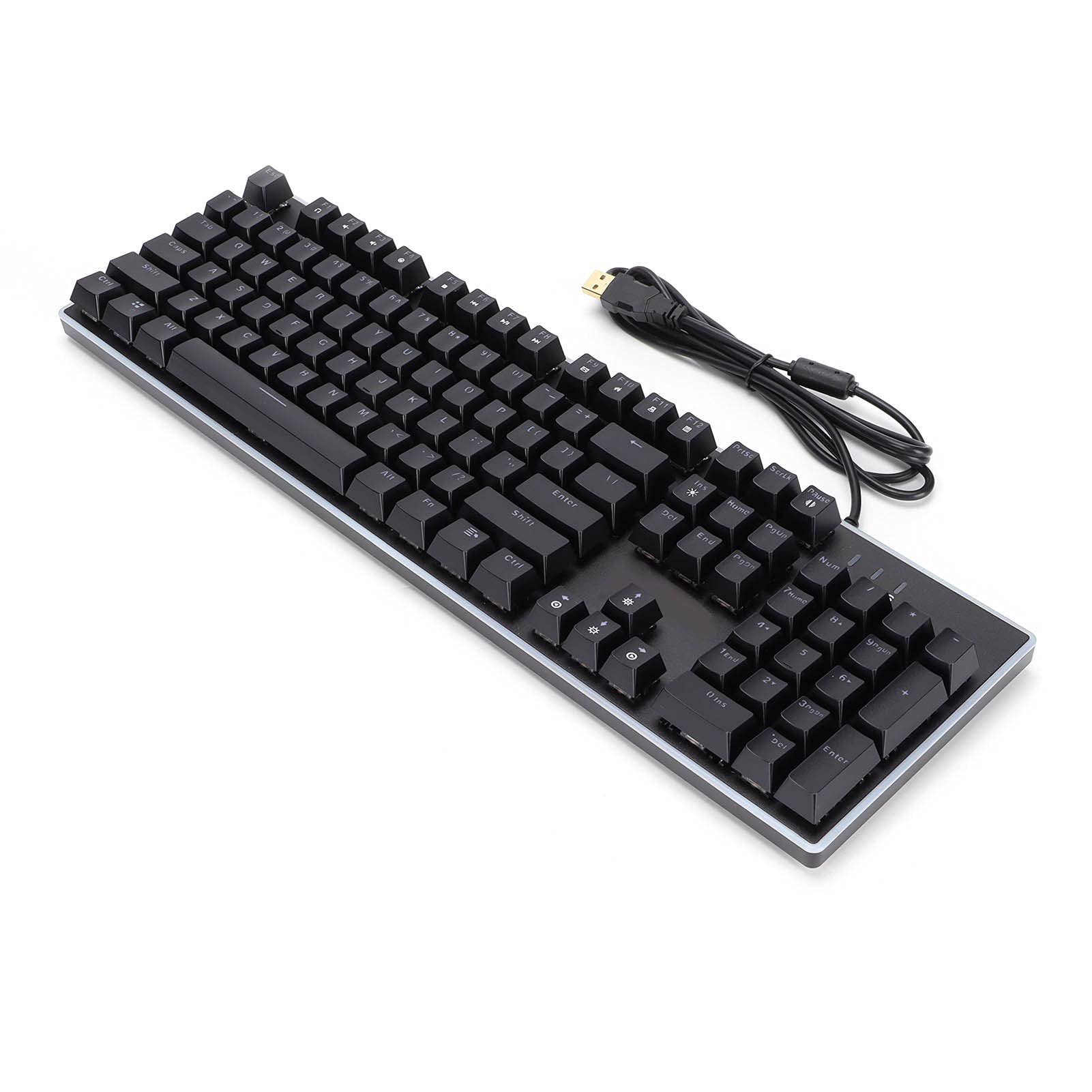Przewodowa Klawiatura USB ze 104 Klawiszami, Zapewniająca Czysty Dźwięk i pyłoszczelną konstrukcję, Kolorowy System RGB, dla Graczy i Pracowników Biurowych