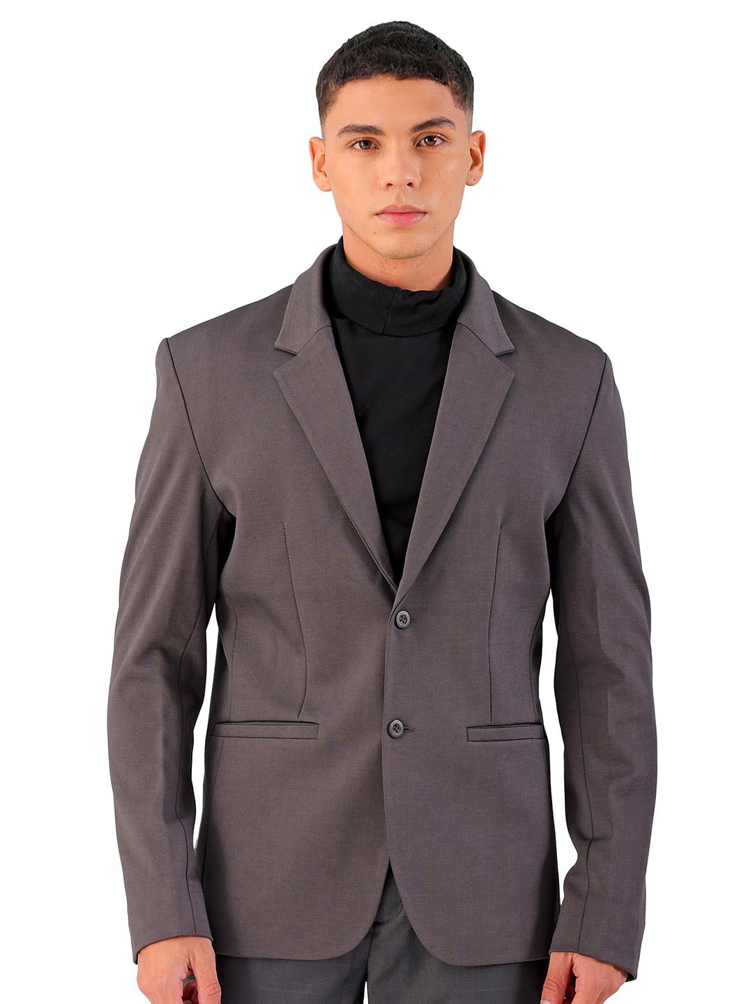 the indian garage co Men Comfort Straight Fit Solid Stretchable Single Breated Knitted Blazers-picture-35