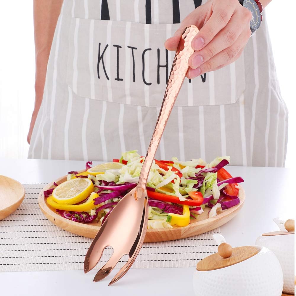 Rose Gold Kitchen Silverware Set (Rose Gold, Salad Spoon & Fork)
