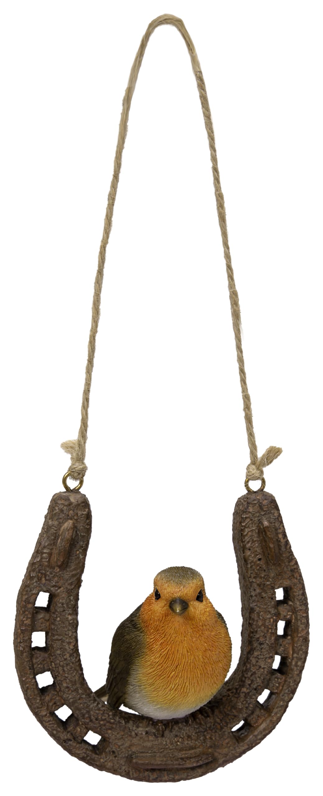 Vivid Arts HGF-038 - Hanging Robin on Horseshoe - Indoor & Outdoor - Garden Decor