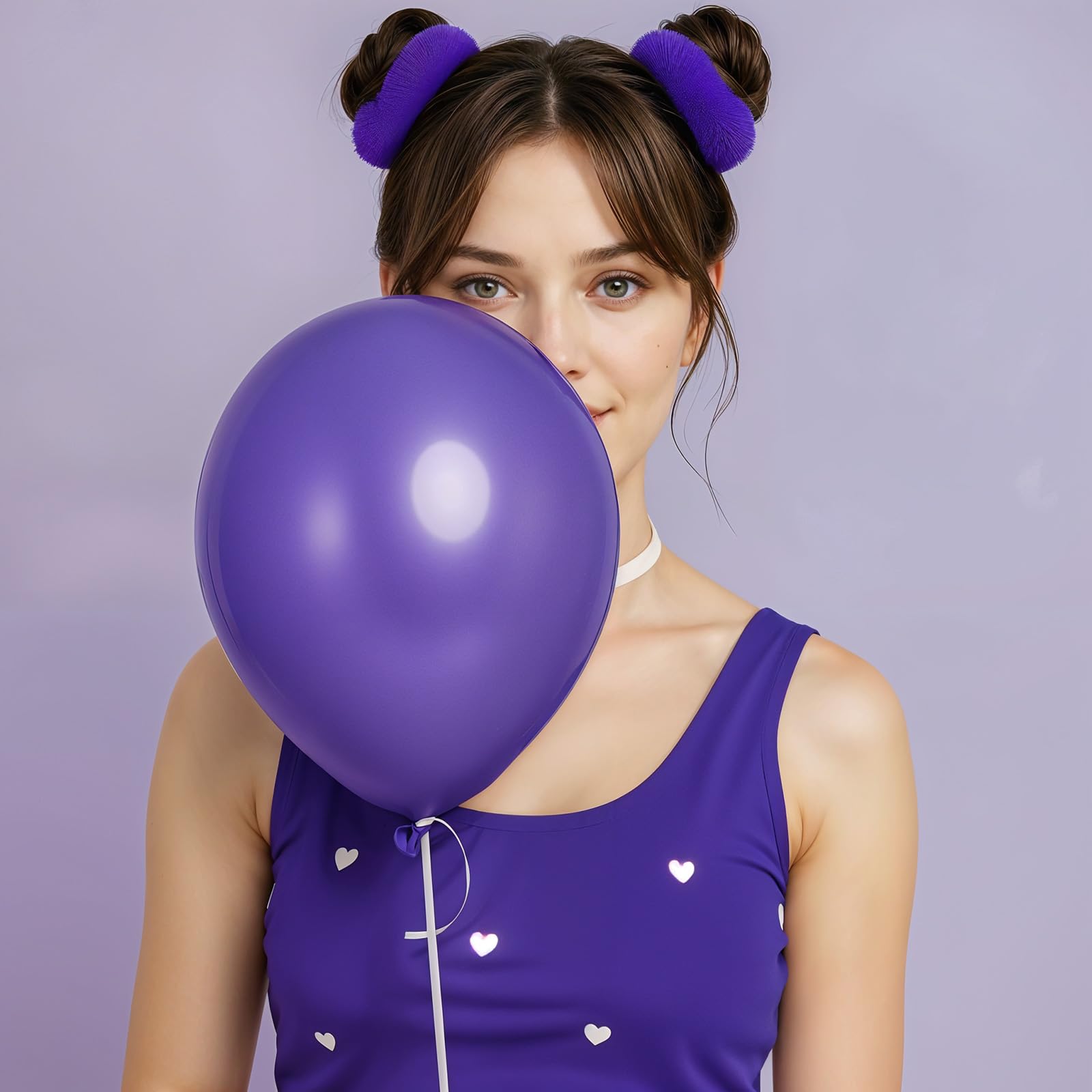 2 Pièces Chouchou Violet Foncé Bandeau Pompon Peluche Boudin Cheveux Bulle Elastique Bébé Bandeau Queue de Cheval Buns Chignon Accessoires Coiffure Cheveux Femme