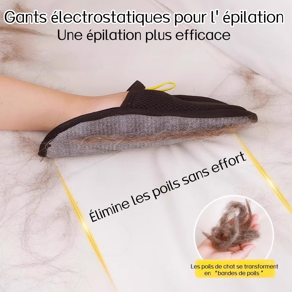 animouf Gantitouf Gants de Toilettage Double Face Anti - Statique, Réutilisable et Respirant, pour Enlever Les Poils de Chien et Chat sur Canapé, Tapis, Vêtements