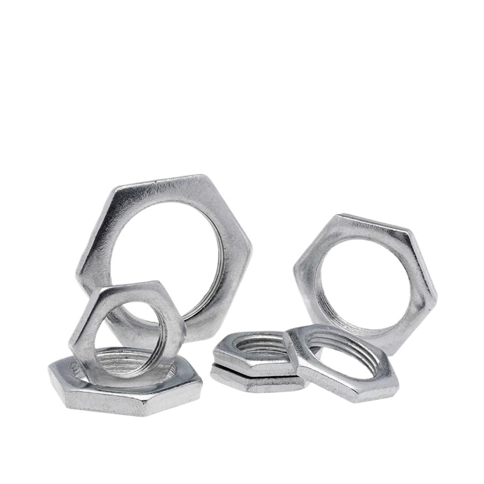 Devow One Color Zinc Plating Carbon Steel One Side Chamfered Hexagon Fine Tooth Thin Nuts M18 M20 M22 M24 M30 Fine Pitch Super Thin Nuts(M22x1x3 10Pcs)