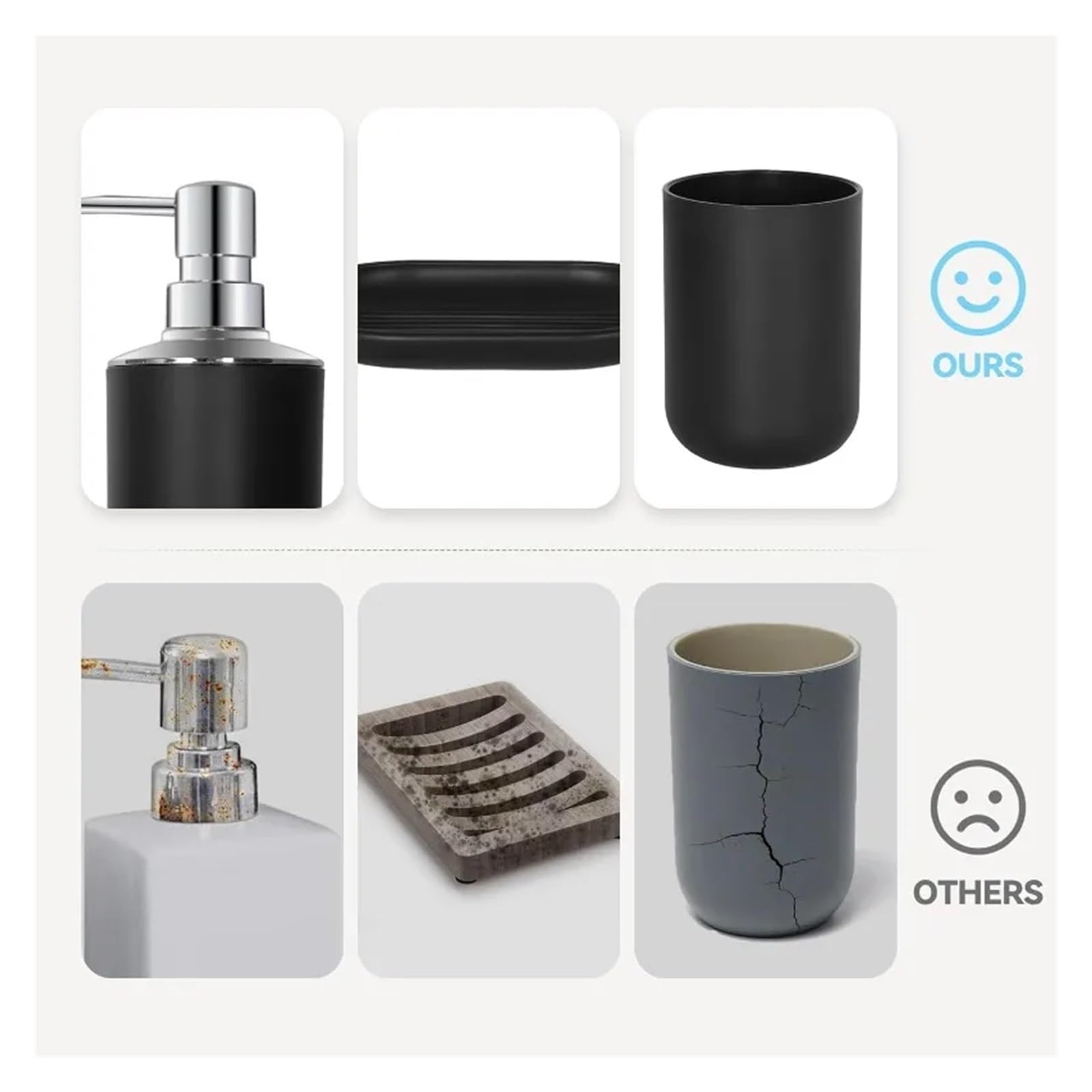 Badezimmer Set Badezimmer-Zubehör-Set, 4-teilig, Kunststoff-Seifenspender und Zahnbürstenhalter, Seifenschale Mundwasserbecher, Boho(Color2)