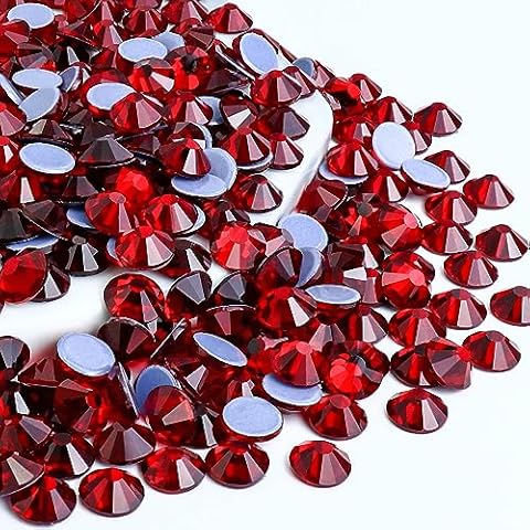 Towenm 1440PCS Hotfix Crystals Glass Rhinestone, Flatback Hot Fix Round Gems Crystal Stones for Clothes Crafts (Siam/Red, SS16 4MM) Cover