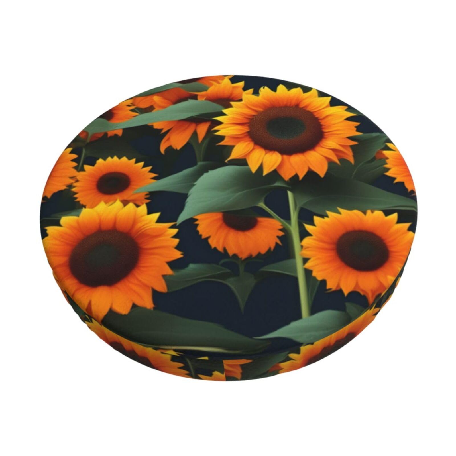 GUCHENP Orange Sunflower Print Round Bar Chair Cushion Cover,Washable Chair Protector For Indoor Home Furniture Decor