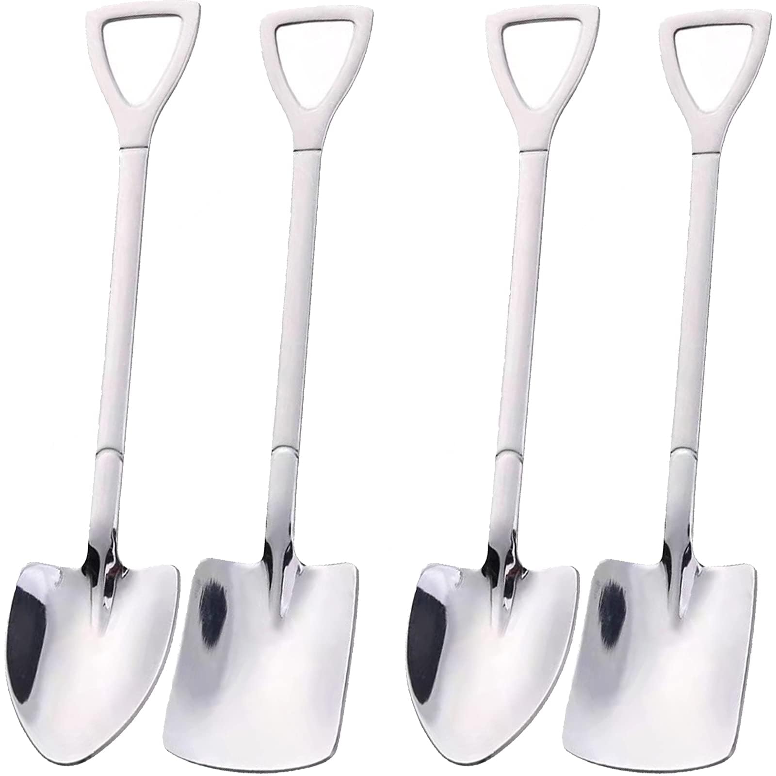 4-Pack Stainless Steel Shovel Spoons - Multi-Purpose Pointed Scoop for Coffee, Tea, Sugar & Pet Food, Rust-Proof Heavy Duty Stirring Spoons for Baking, Desserts
