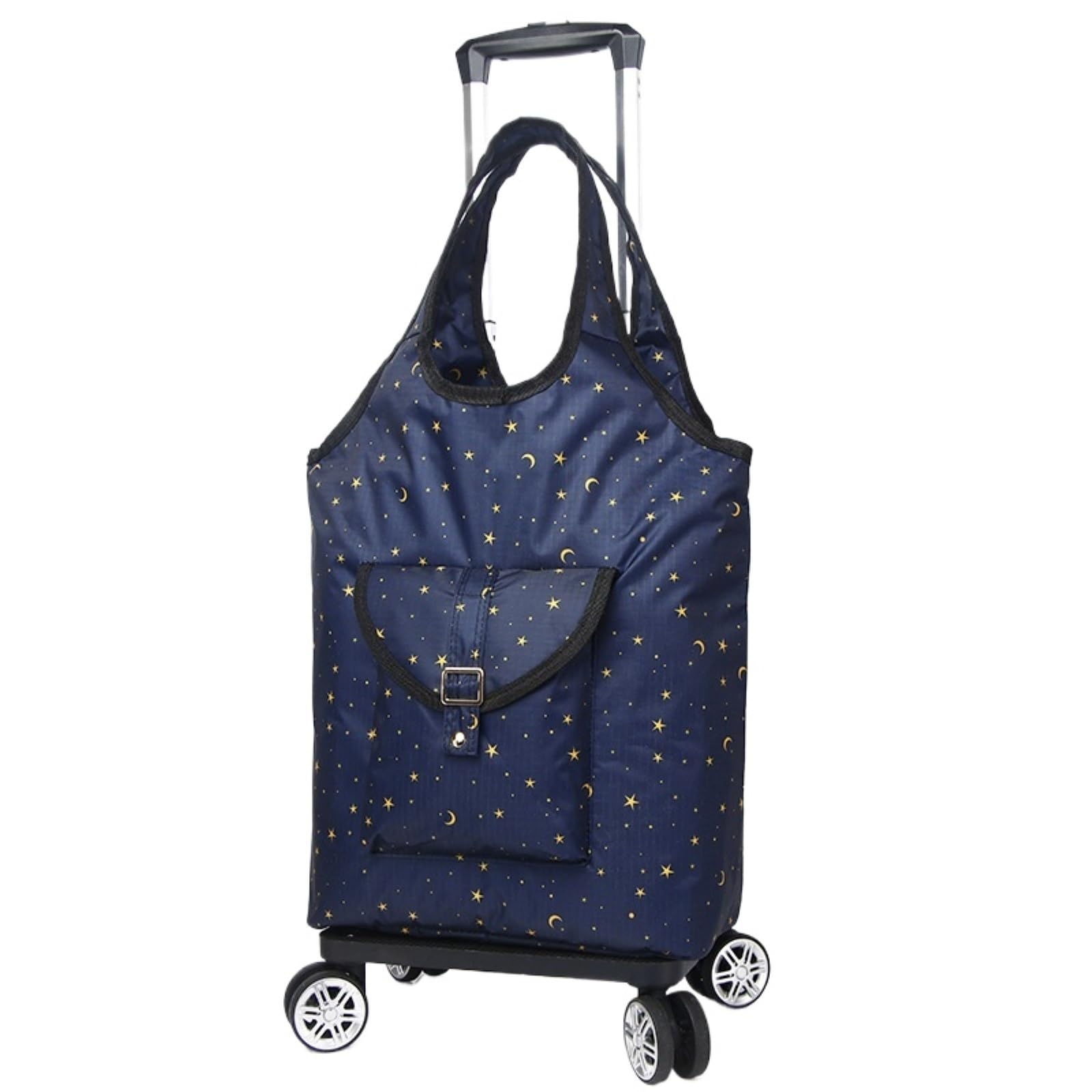 SBZIOJHDR foldable shopping trolley， Folding Removable Insulated Bag Portable Handcart(Multi colored B)