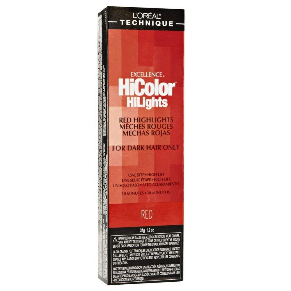 L'Oréal Technique HiColor Red HiLights Permanent Hair Color for Dark Hair | Intense Red Highlights | No Pre-Lightening Required | Rich, No-Drip Creme | Quick Processing Time | Red