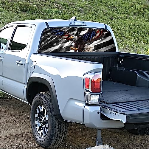 Image of Rear Window Decal for Trucks,Eagle American Flag Truck Rear Window Decal,American Flag Decals for Truck Car SUV (Eagle 65x17in)