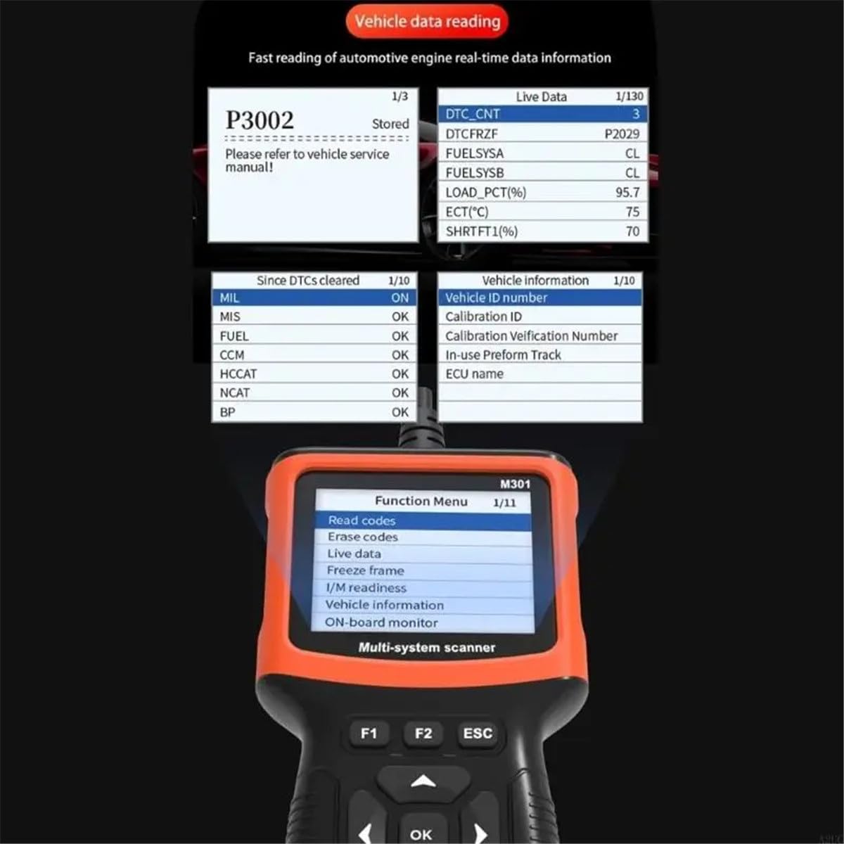 M301 Automobile Diagnosi di Guasto Strumento Motore Tester OBD 2 Strumento di Rilevamento Codice Scheda di Lettura ABS Airbag