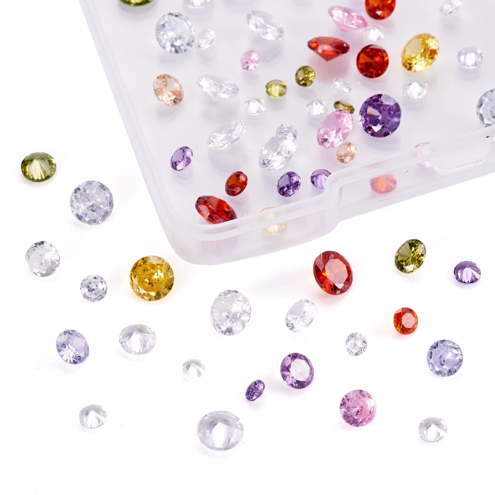 Bestewelry 80pcs Cubic Zirconia Stone Cabochons Faceted Diamond Shape Rhinestone Cabochons for Jewellery Making Embellishment