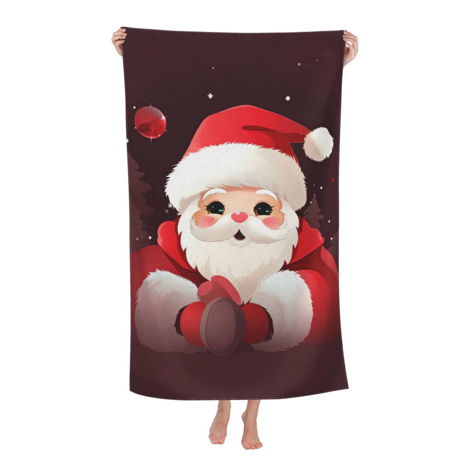 BWWHCCTI Cute Santa Claus Printed Quick Dry Bath Towel, Soft Microfiber Towels Fast Drying Beach Towels for Travel,Camping,Gym,Swimming,Yoga
