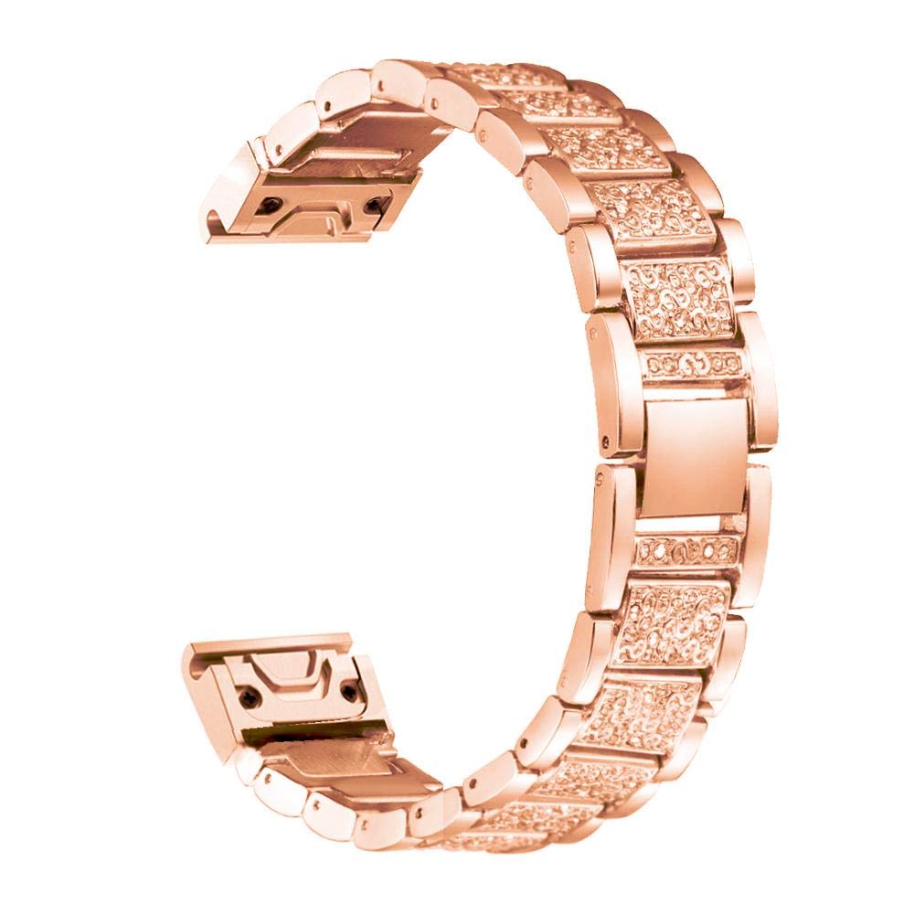 Abanen Watch Band for Garmin Fenix 7S / Fenix 6S / Fenix 5S / epix Pro 42mm, Lightweight Alloy Metal Bling Crystal Wristband Strap