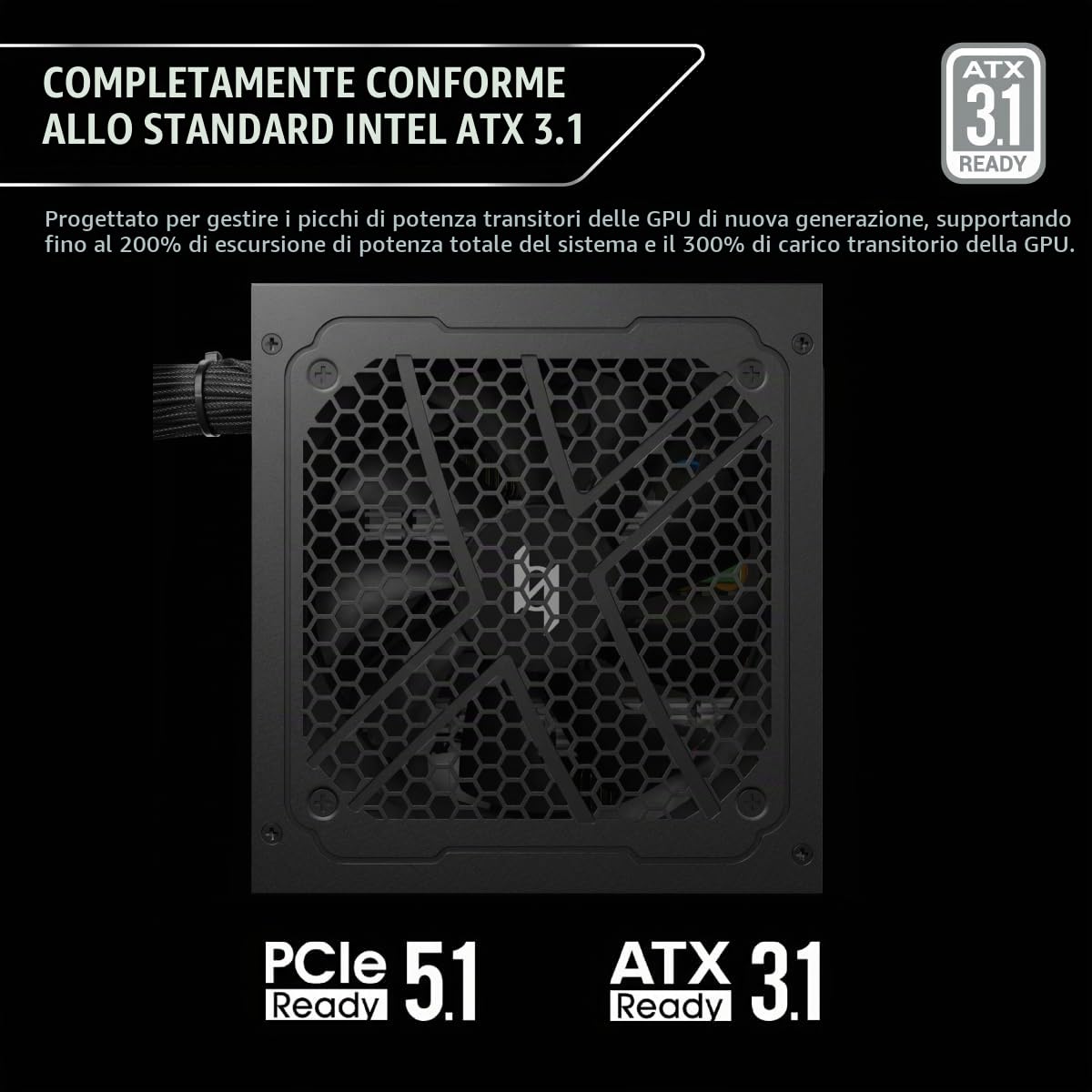 GAMEMAX MAX P550B PSU, 80 Plus Bronze Certified, Non Modular Power Supply, ATX 3.1, 200-240V AC Input, 230V EU Compliant, No RGB, Designed for PC Cases and RTX 40/50 Series