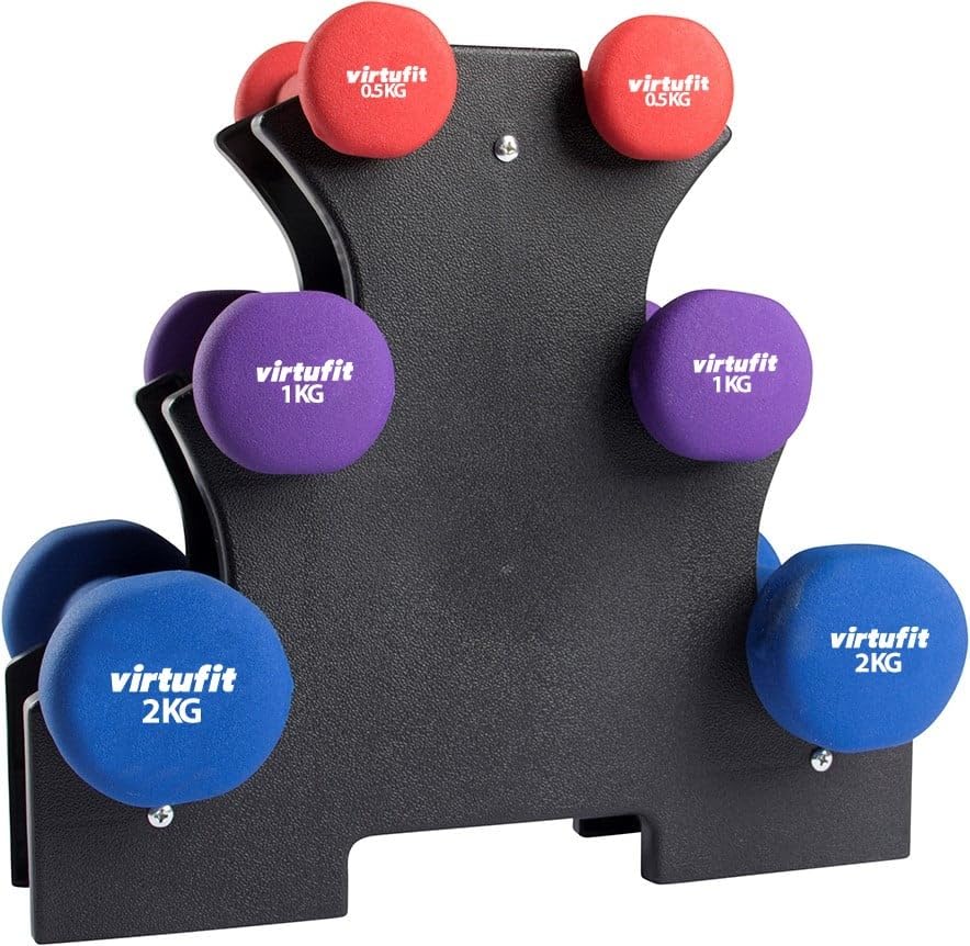 Kurzhanteln Set - VirtuFit Hantelset mit Ständer - Kurzhantel Rack - 7 KG...