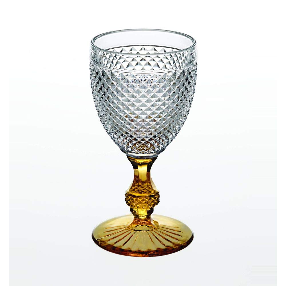Vista Alegre Bicos Bicolor All Purpose Goblet with Amber Stem.,