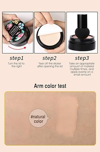 Miniatura 3 de Air Cushion CC Cream Corrector Hidratante Cepillo de Cabeza de Seta Impermeable Maquillaje Base Humectante BB Crema para Mujeres Niñas (flores)