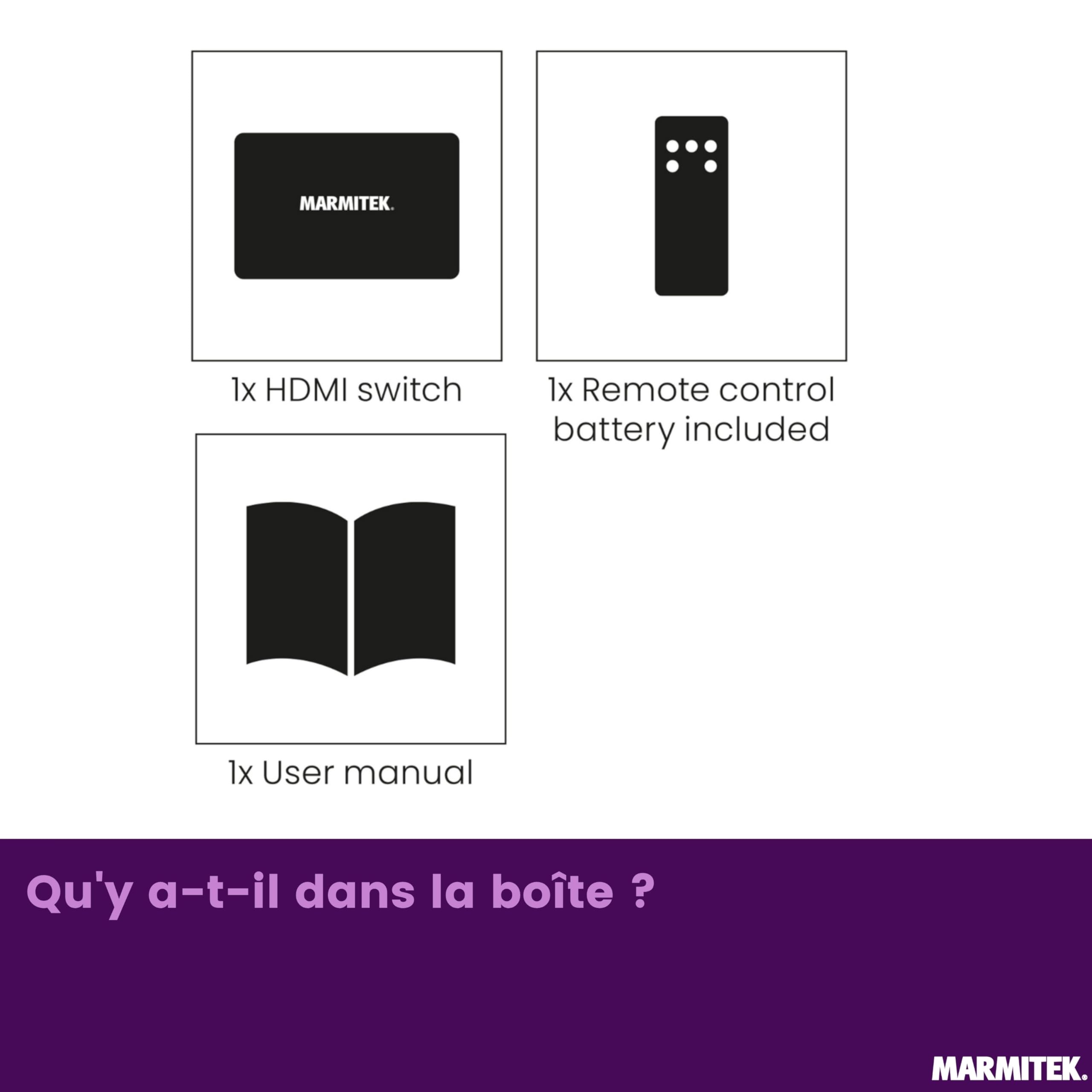 Marmitek AS38 - Switch HDMI 2.1 8K60 4K240 Gaming 3 entrées 1 Sortie