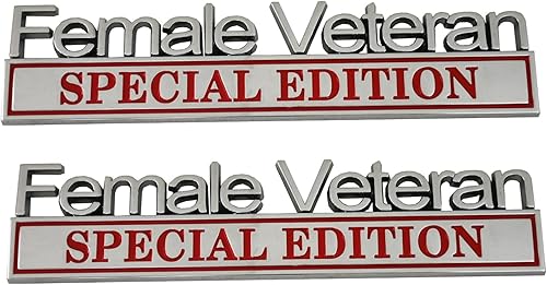 2 emblemas de automóvil de edición especial de veterana femenina, insignia de automóvil en relieve 3D para exteriores, calcomanías para guardabarros