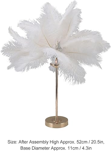 Miniatura 6 de ASHATA Lámpara de pluma con interruptor táctil lámpara de mesa de plumas interruptor táctil lámpara de plumas de avestruz USB lámpara de escritorio