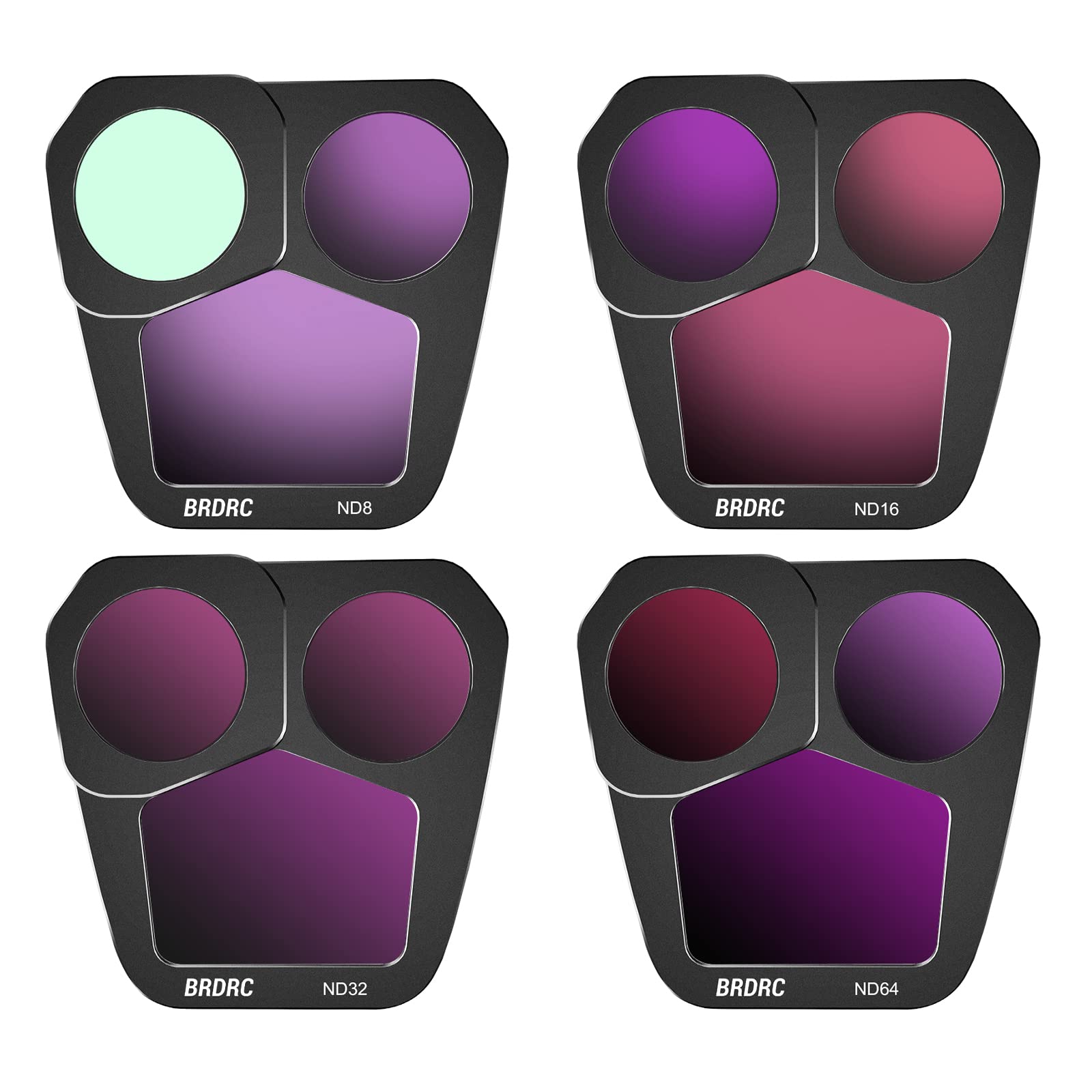 HeiyRC BRDRC ND Filter Sets for DJI Mavic 3 Pro,4-Pack ND8 ND16 ND32 ND64 Filters Accessories (Aluminum Alloy Frame Version)