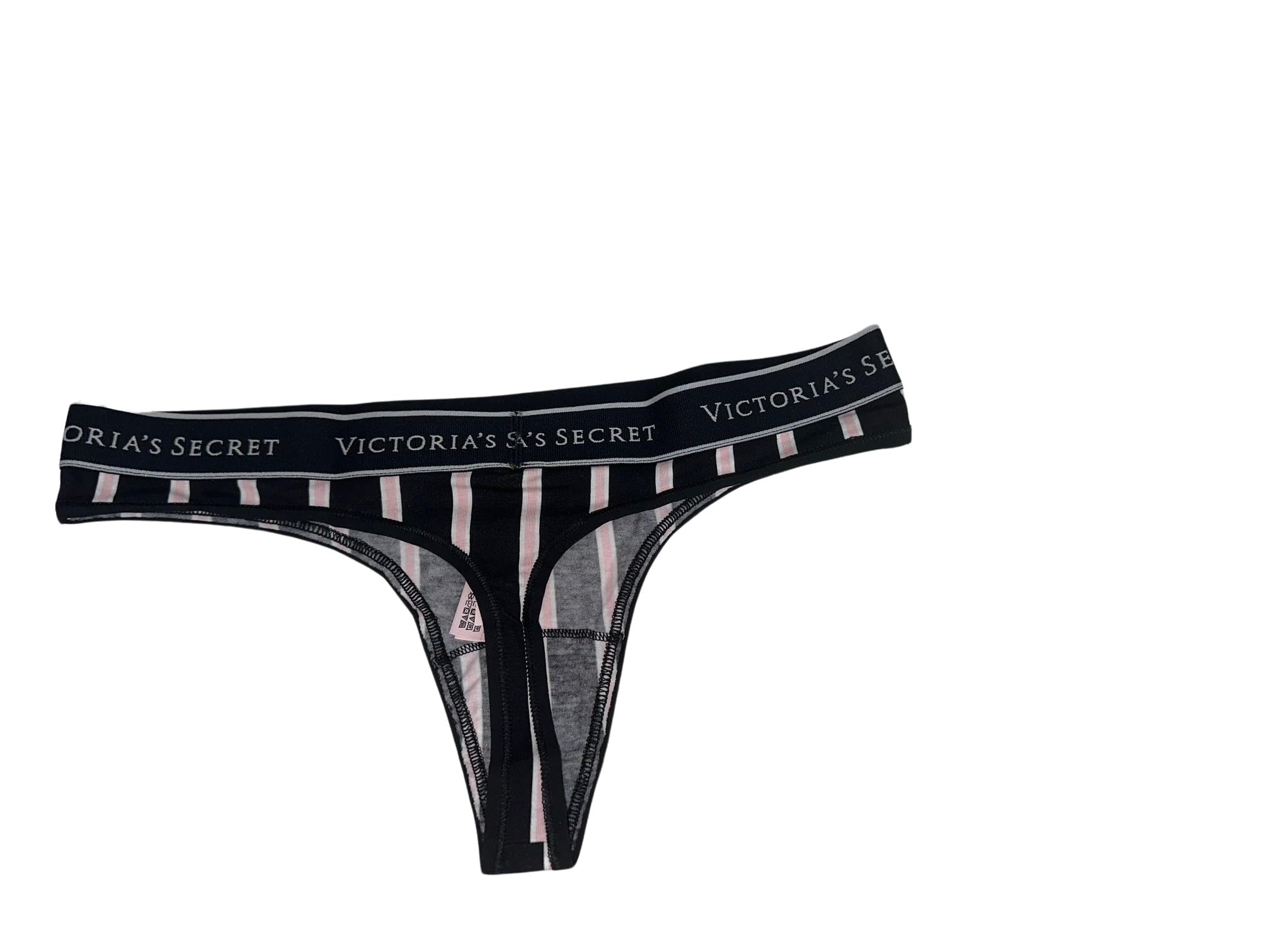 Victoria's Secret Tanga de algodón a rayas negras