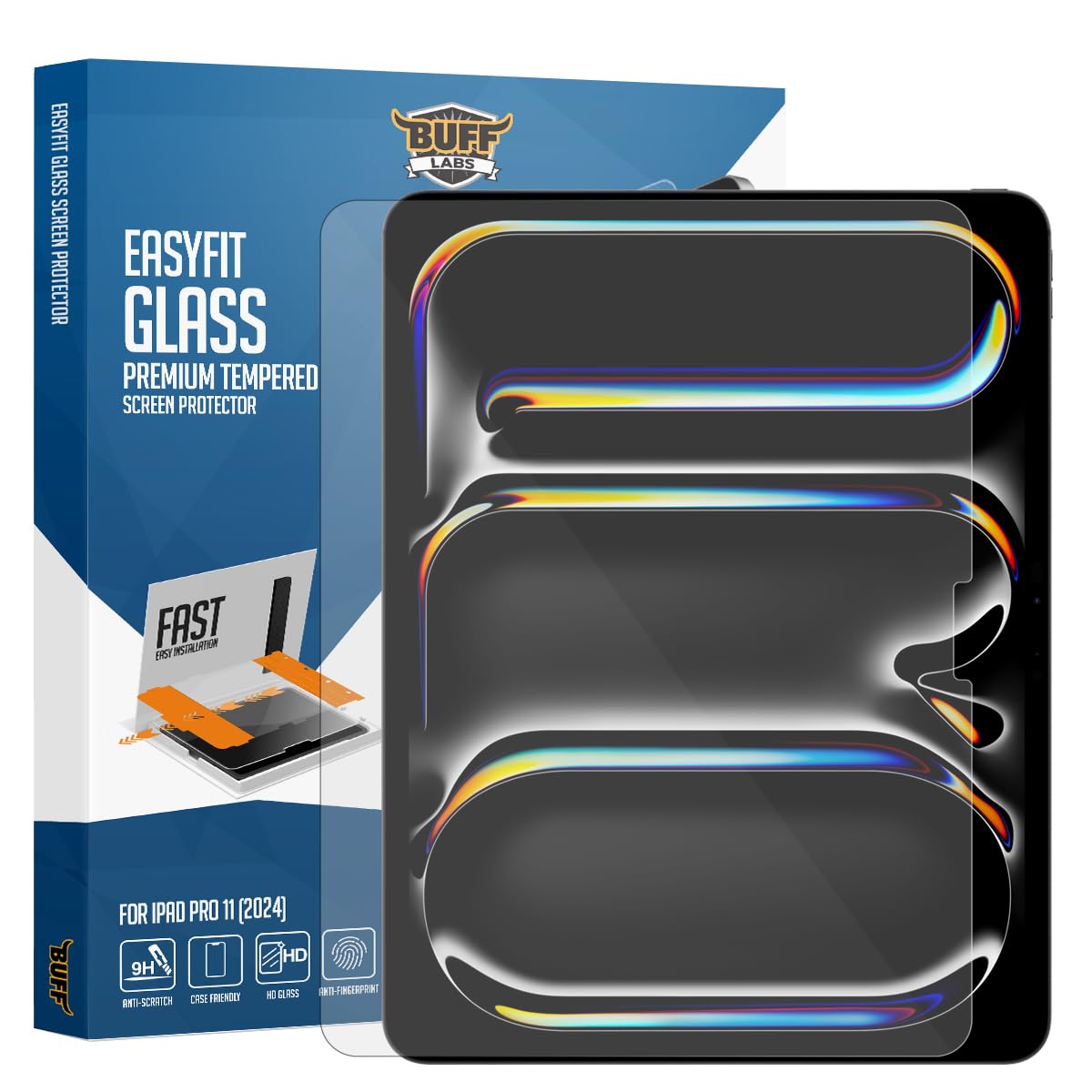 Buff iPad Easyfit Glass Cam Kolay Uygulama Aparatlı Ekran Koruyucu Temperli Cam (Pro 11 inch 5. Nesil 2024)