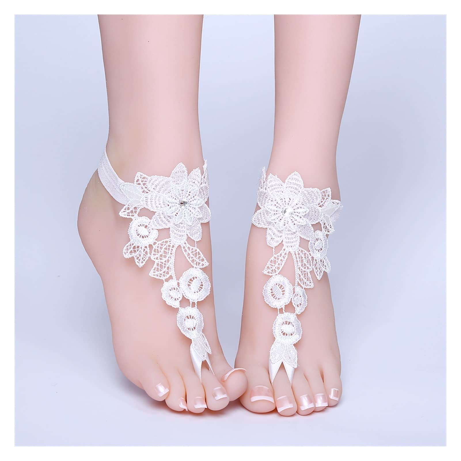 Pulseras de Tobillo Encaje Nupcial Tobillera descalza-Tobillera Calzado de Playa Simple-Suministros de Boda-Talla única (36-40 Yardas) Tobilleras de Mujer