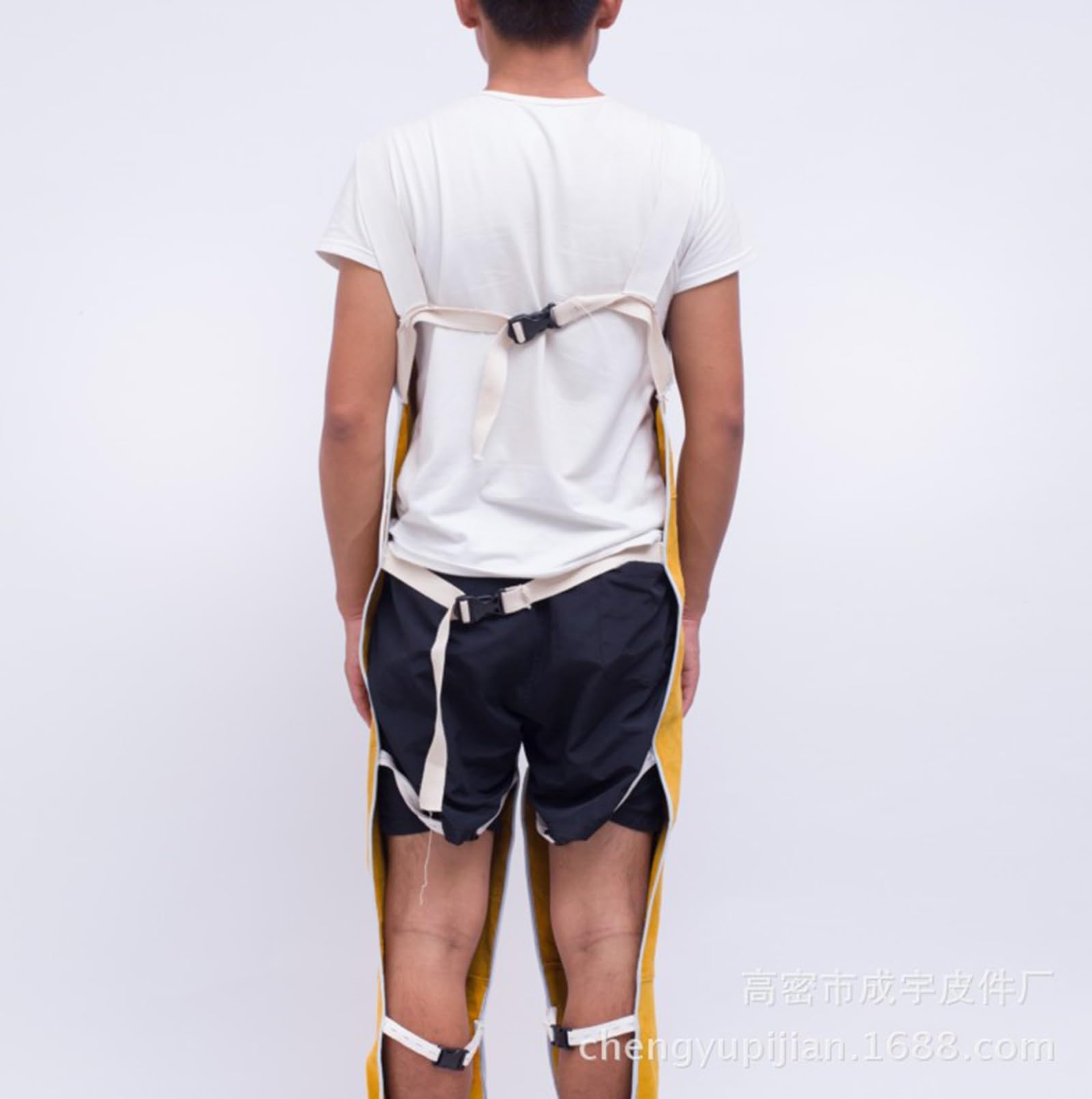 Delantal de Cuero para soldar con Pierna Dividida para Hombre, protección de piernas de Seguridad Resistente con Bolsillos para Herramientas.