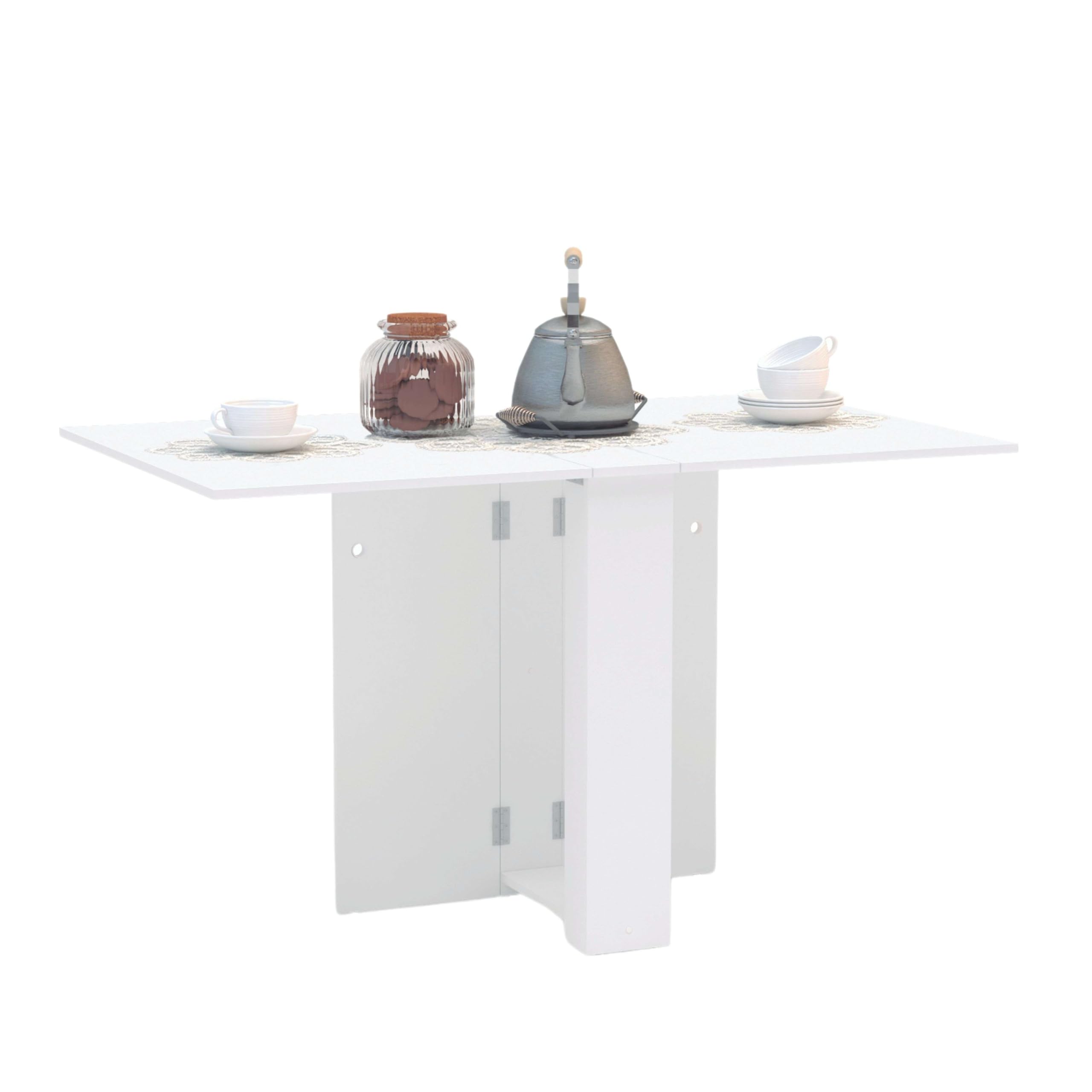Suarez Swing Mesa Cocina Melamina abatible Plegable Color Blanco 18-135x75x80 cm