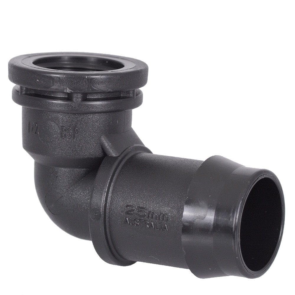 HydroSure Elbow Adaptor - 25mm x 1/2" BSP Female - Black - Pack of 25
