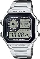Vista 2 de Casio AE1200WH Series Men’s Digital Watch 100M WR Multi Alarms 100 SEC Stopwatch Countdown Timer World Map for World Time LED Light