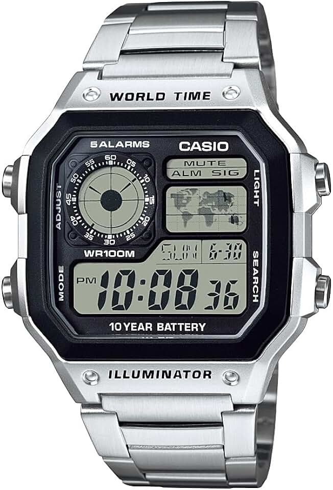 Relógio masculino Casio Classic AE1200WHD-1A, aço inoxidável