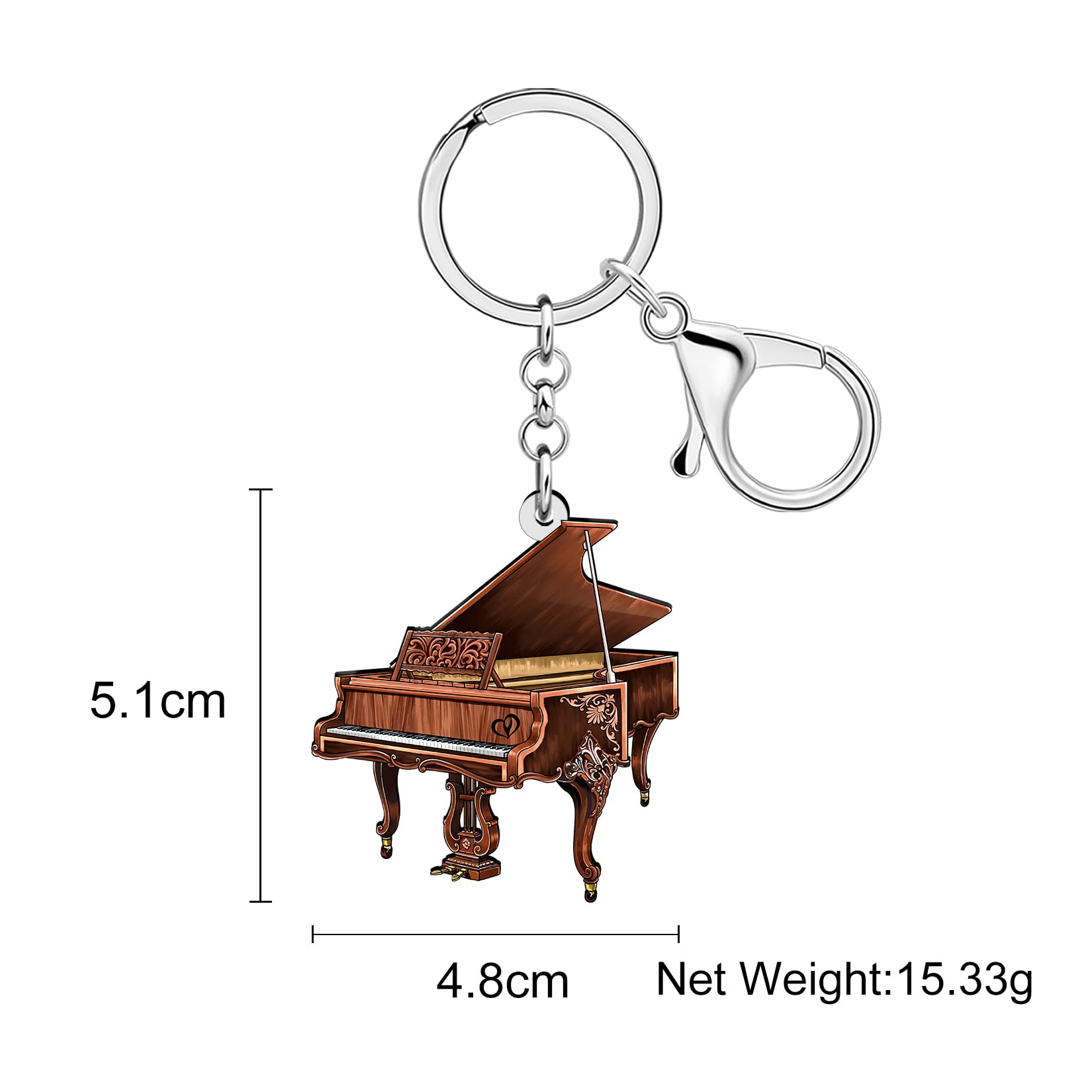 Acrilico Pianoforte Portachiavi Regali Amante Musica per Pianoforte Giocatori Insegnante Musicisti Donne Ragazze Borsa Accessori Zaino Charms