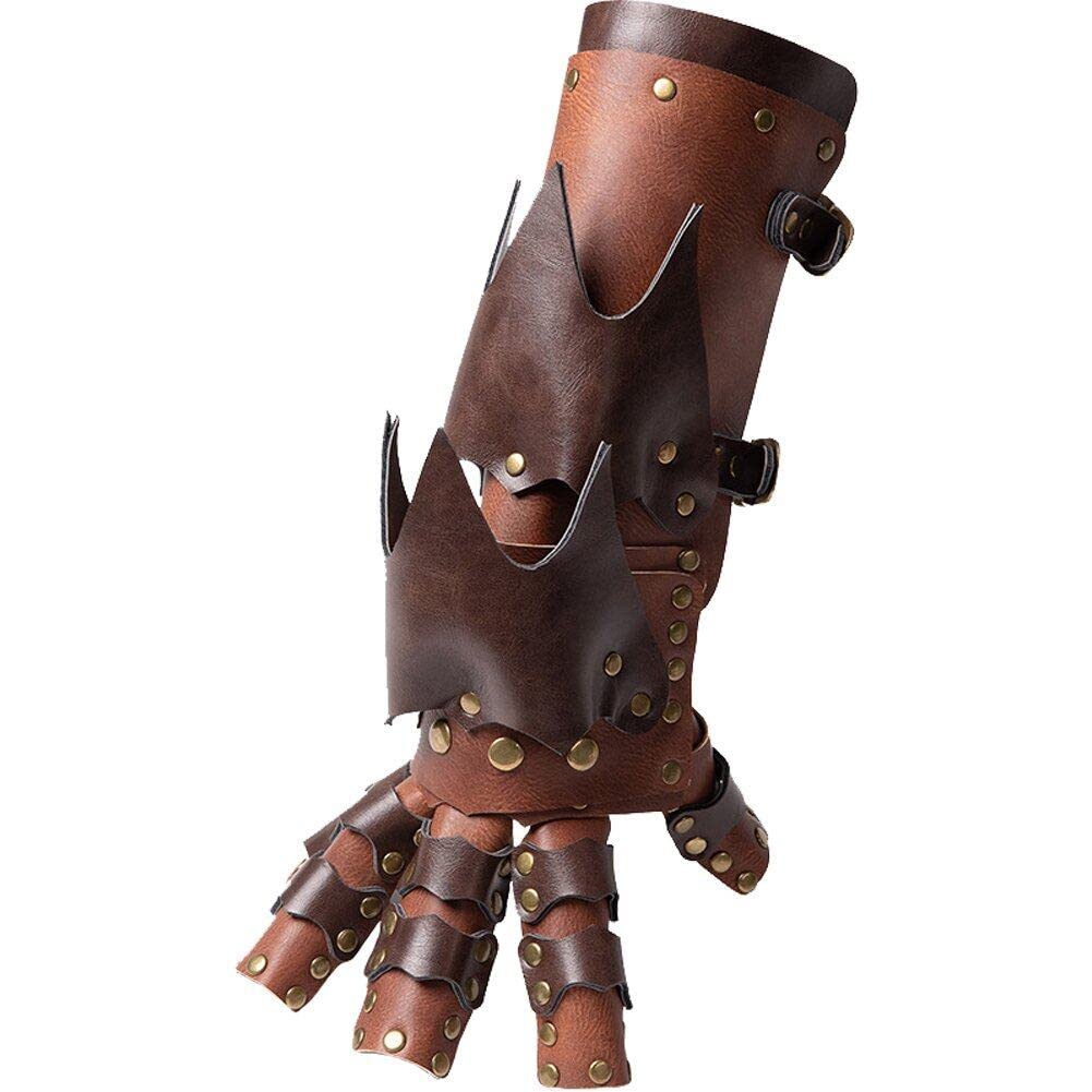 Guantes largos de cuero PU estilo steampunk con remaches para proteger brazos en actuaciones