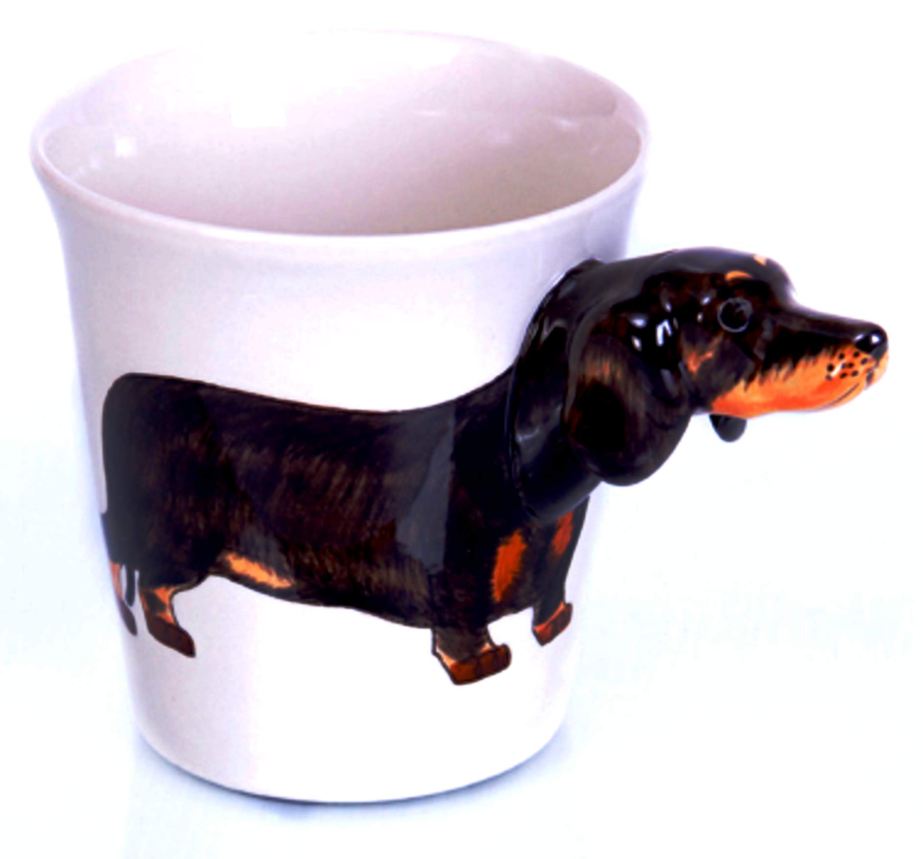 Tazza In Ceramica Fatte A Mano Con Bassotto Nero - Design 3D, Originale E Unica, 12 Cm - 4