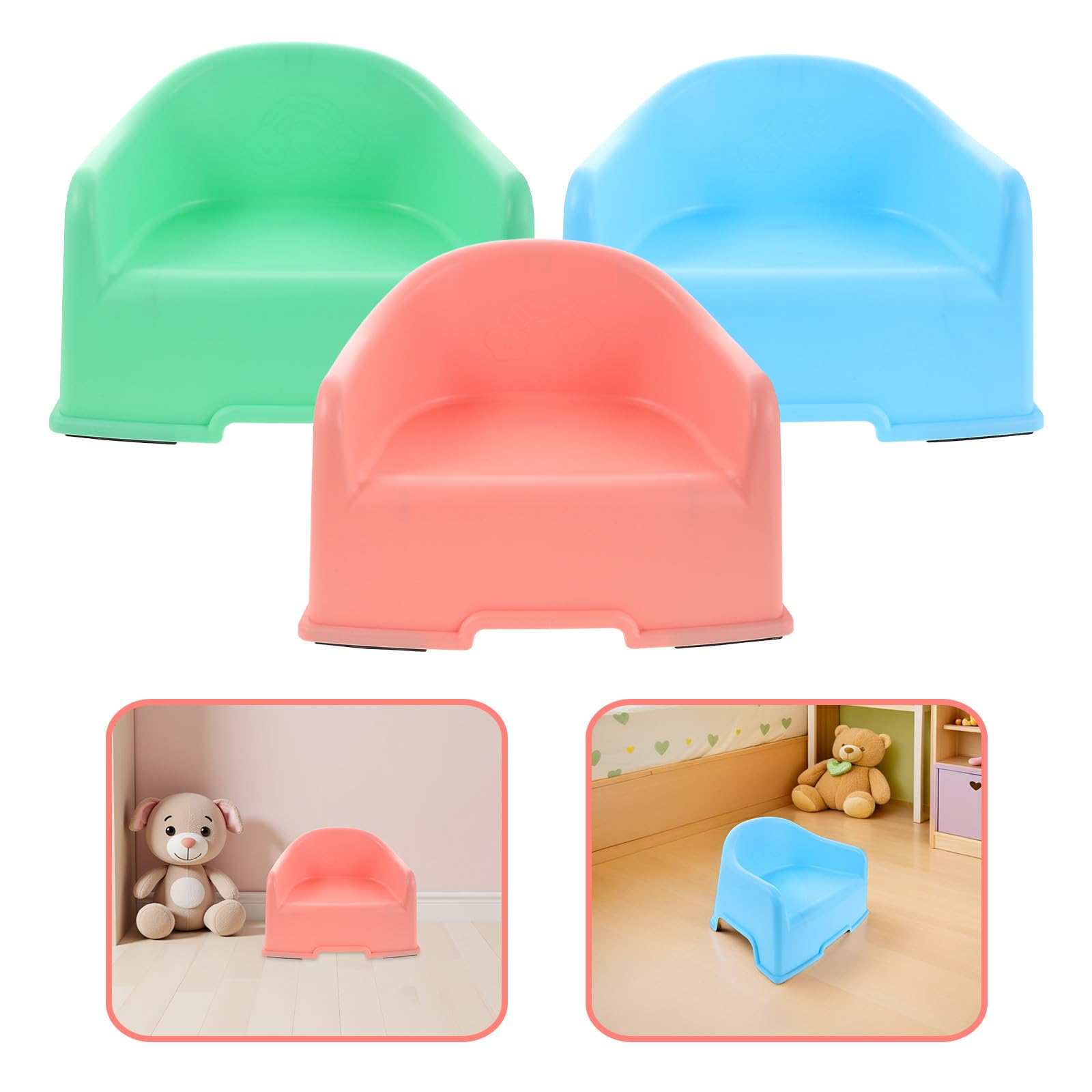 TOYANDONA Taburete de Baño para Pequeños 3 Piezas Taburete de Plástico Grueso Antideslizante Reposapiés Multifuncional para Ducha Lavabo y Cambio de Zapatos Colores Rosa Azul Verde