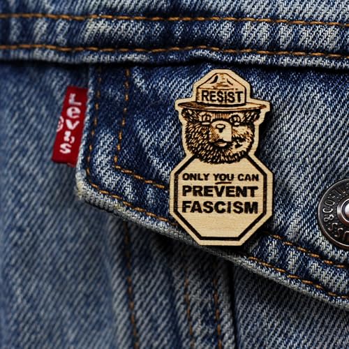 Only YOU can Prevent Fascism RESIST Antifa Wood Hat Pin | Resist the Oligarchy Activism Brooch - Image 2