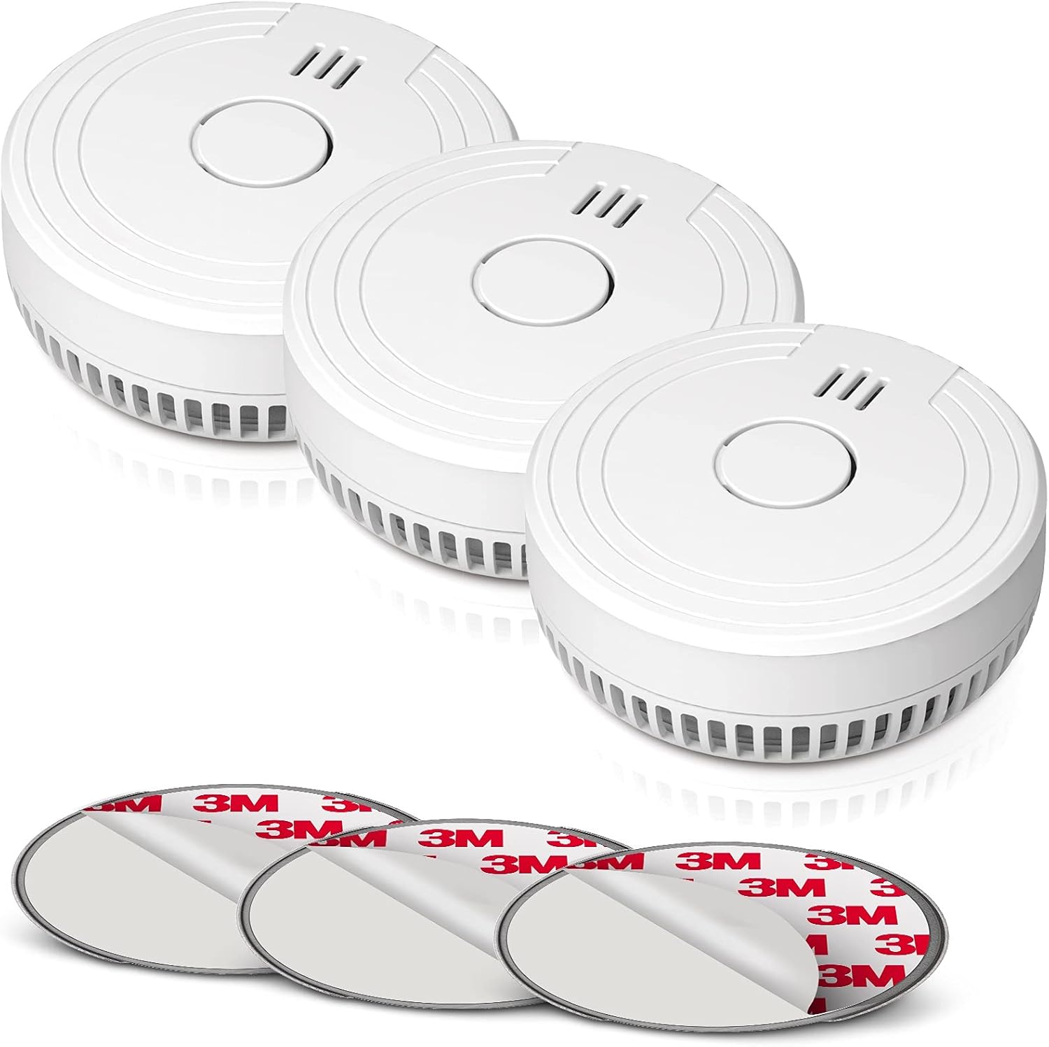 Ecoey Smoke Alarm Fire Detector with Photoelectric Technology and Low Battery Signal (Battery Include), Fire Alarm with Test Function for Home, Bedroom, FJ136GB, 3 Packs - - 