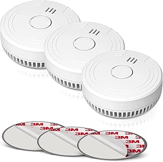 Ecoey Smoke Alarm Fire Detector with Photoelectric Technology and Low Battery Signal (Battery Include), Fire Alarm with Test Function for Home, Bedroom, FJ136GB, 3 Packs