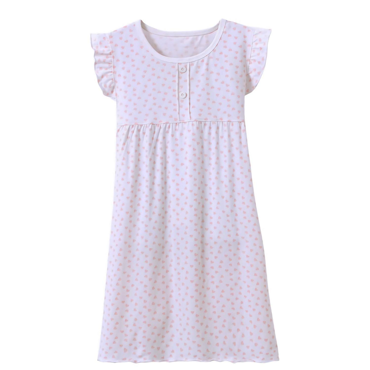 Allmeingeld Girls White Heart Little ' Princess Nighties Heart-Shaped Pattern Nightgowns Fantasy Nightie White 4T
